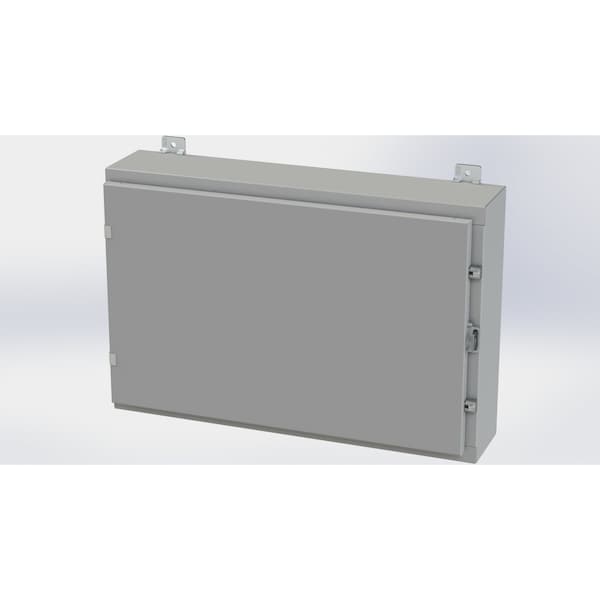 Clamps with Padlock Hasp Electrical Enclosures, 20 in H, 6 in D, 30 in W, NEMA 4, Carbon Steel